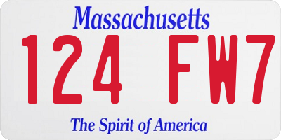 MA license plate 124FW7