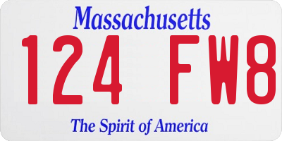 MA license plate 124FW8