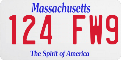 MA license plate 124FW9
