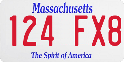 MA license plate 124FX8