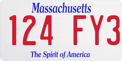 MA license plate 124FY3