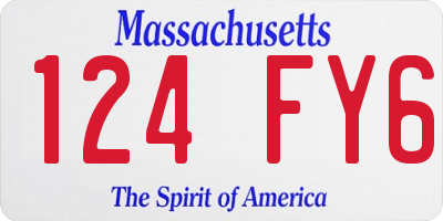 MA license plate 124FY6