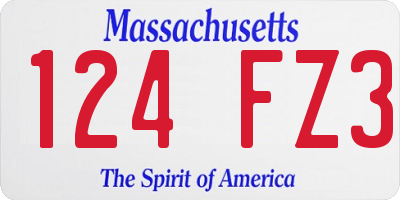 MA license plate 124FZ3