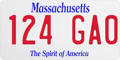 MA license plate 124GA0