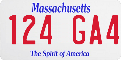 MA license plate 124GA4