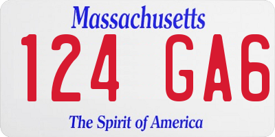 MA license plate 124GA6