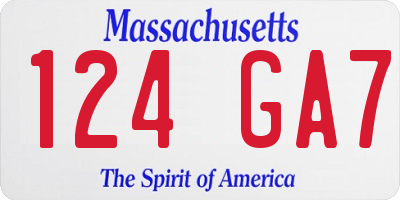 MA license plate 124GA7