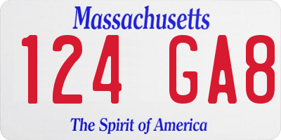 MA license plate 124GA8