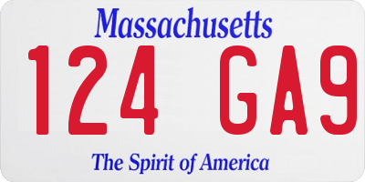 MA license plate 124GA9