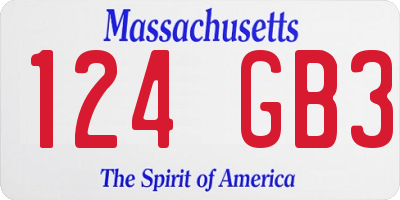 MA license plate 124GB3
