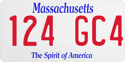 MA license plate 124GC4