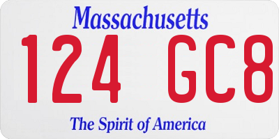 MA license plate 124GC8
