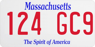 MA license plate 124GC9