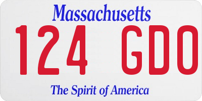 MA license plate 124GD0