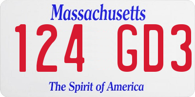MA license plate 124GD3