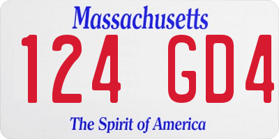 MA license plate 124GD4