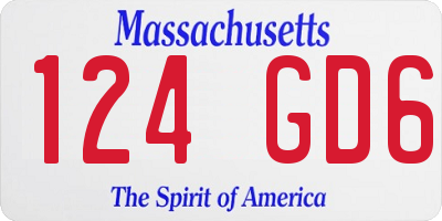MA license plate 124GD6