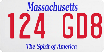 MA license plate 124GD8