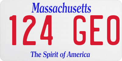 MA license plate 124GE0