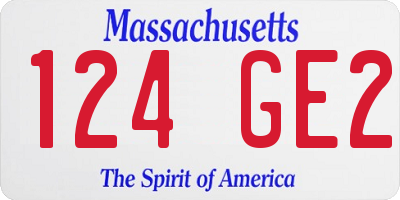 MA license plate 124GE2