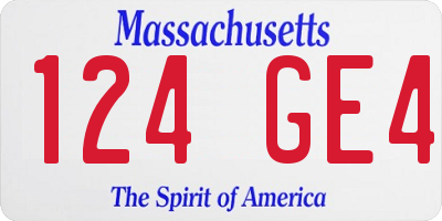 MA license plate 124GE4