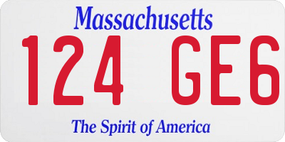 MA license plate 124GE6