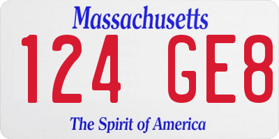 MA license plate 124GE8