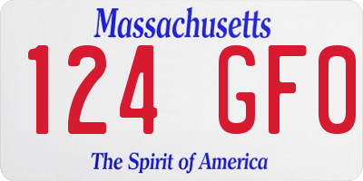 MA license plate 124GF0