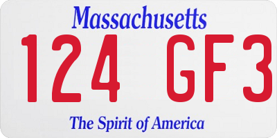 MA license plate 124GF3