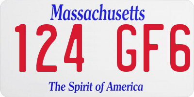 MA license plate 124GF6
