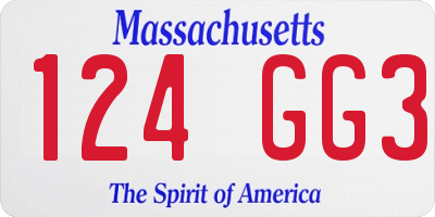 MA license plate 124GG3