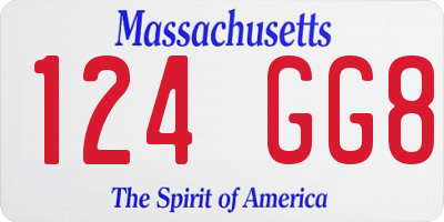MA license plate 124GG8