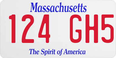 MA license plate 124GH5