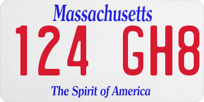 MA license plate 124GH8