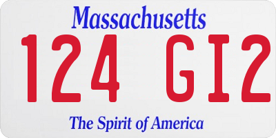 MA license plate 124GI2
