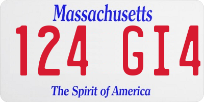 MA license plate 124GI4