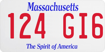 MA license plate 124GI6