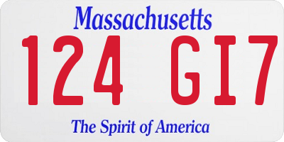 MA license plate 124GI7