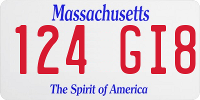 MA license plate 124GI8