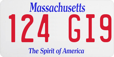 MA license plate 124GI9