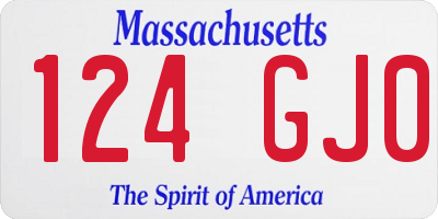 MA license plate 124GJ0