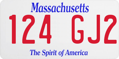 MA license plate 124GJ2