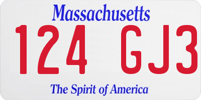 MA license plate 124GJ3