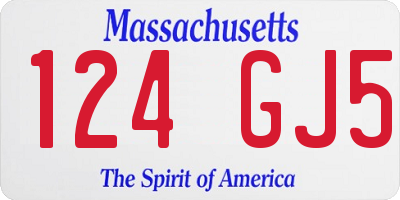 MA license plate 124GJ5