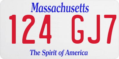 MA license plate 124GJ7