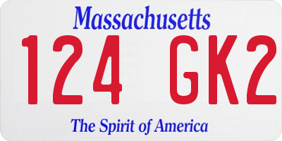 MA license plate 124GK2