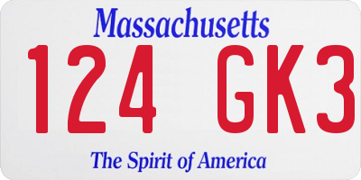 MA license plate 124GK3