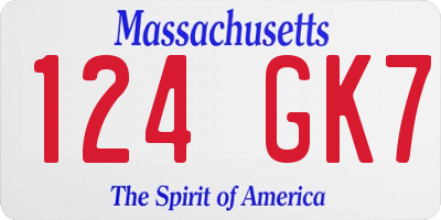 MA license plate 124GK7