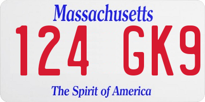 MA license plate 124GK9