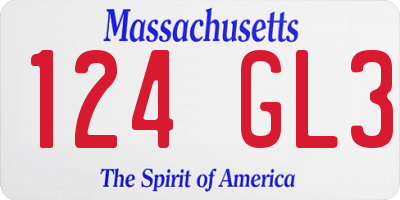 MA license plate 124GL3